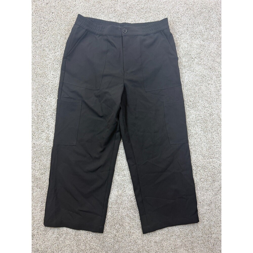 NWT Sanctuary Womens XL Black Cargo Wide Leg Stretch Pants Elastic Waist Pockets